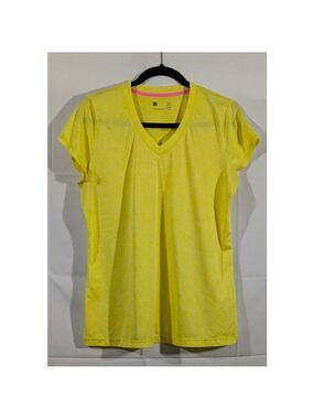 Xersion Yellow V Neck Performance Tee Women's Large